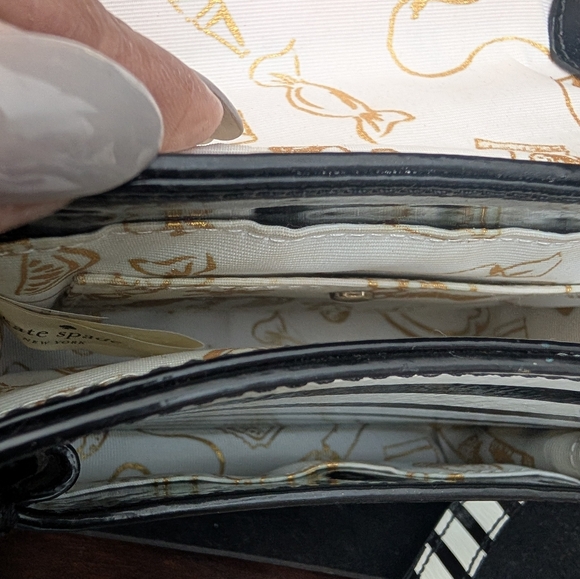 Kate Spade Black and White Striped Patent Shoulder Bag - Picture 10 of 11